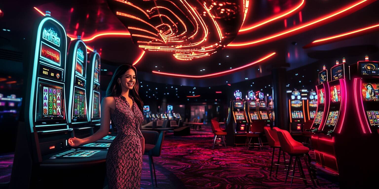 Young woman enjoying games at Victor96 Casino in Australia